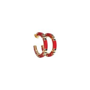 TORY BURCH Icon Enamel Hoop Earrings in Tory Gold / Red / Navy